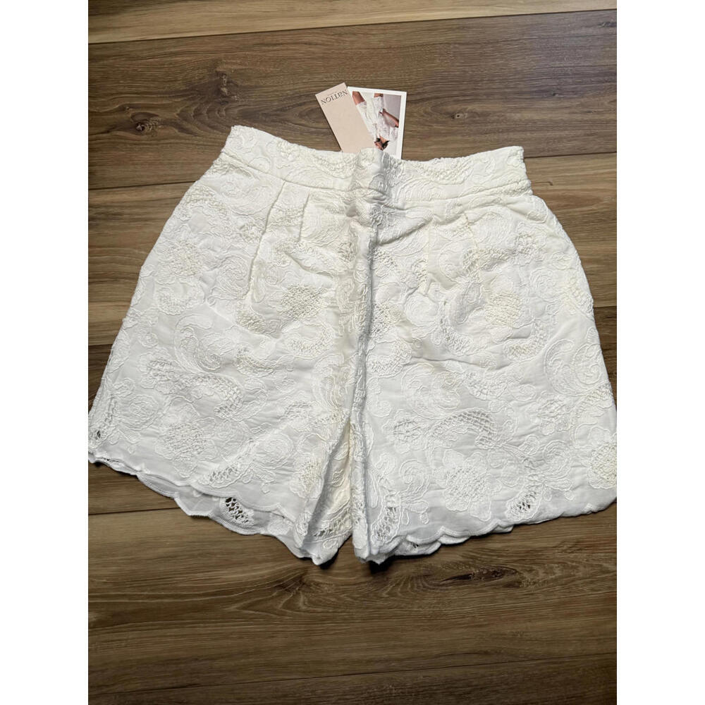 NWT! Nation LTD Archer Appliqué Cotton Shorts in White Size Medium - Picture 5 of 8